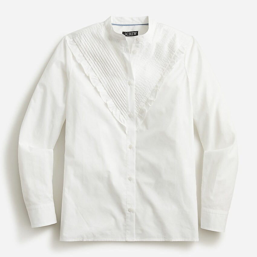 Ruffle-trim cotton poplin button-up | J. Crew US