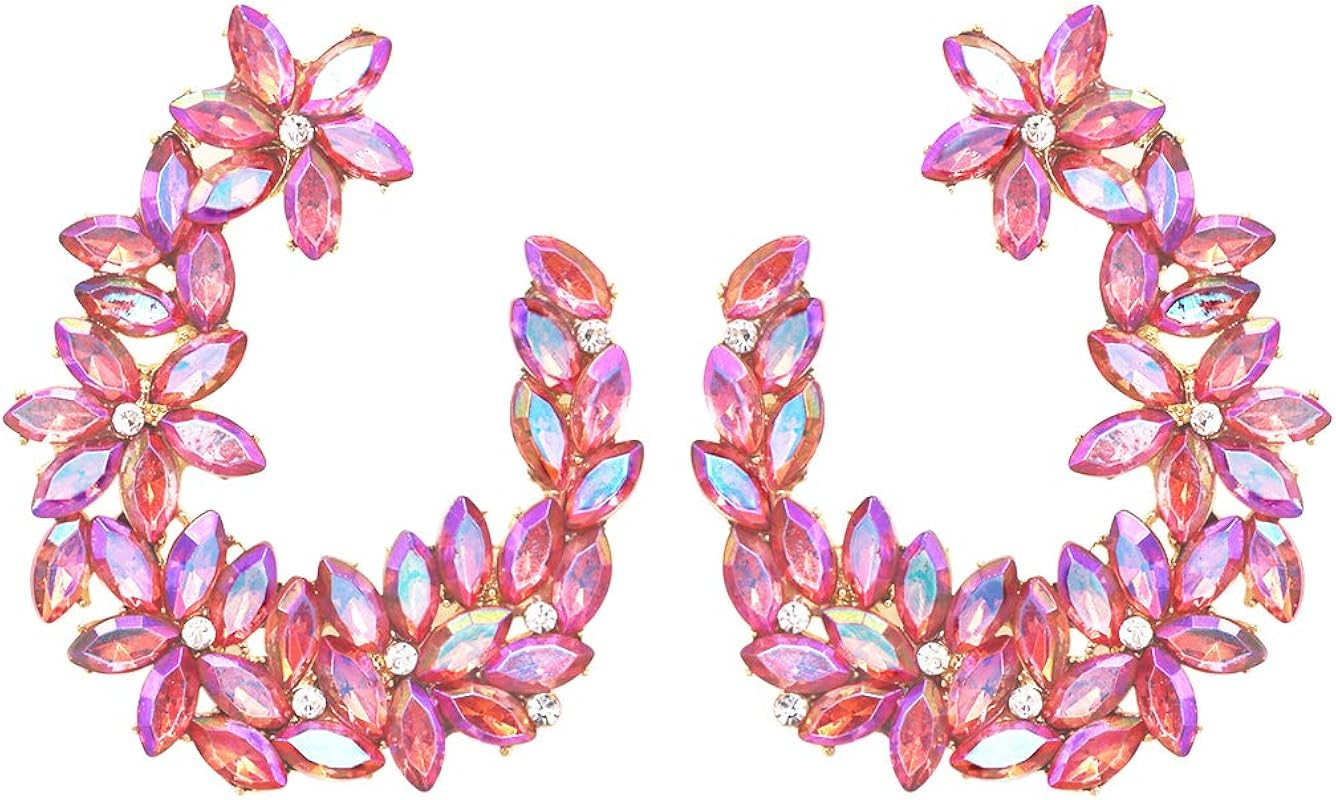 Rosemarie & Jubalee Women's Hypoallergenic Crystal Flower Embellished Rhinestone Earrings, 1.5" | Amazon (US)