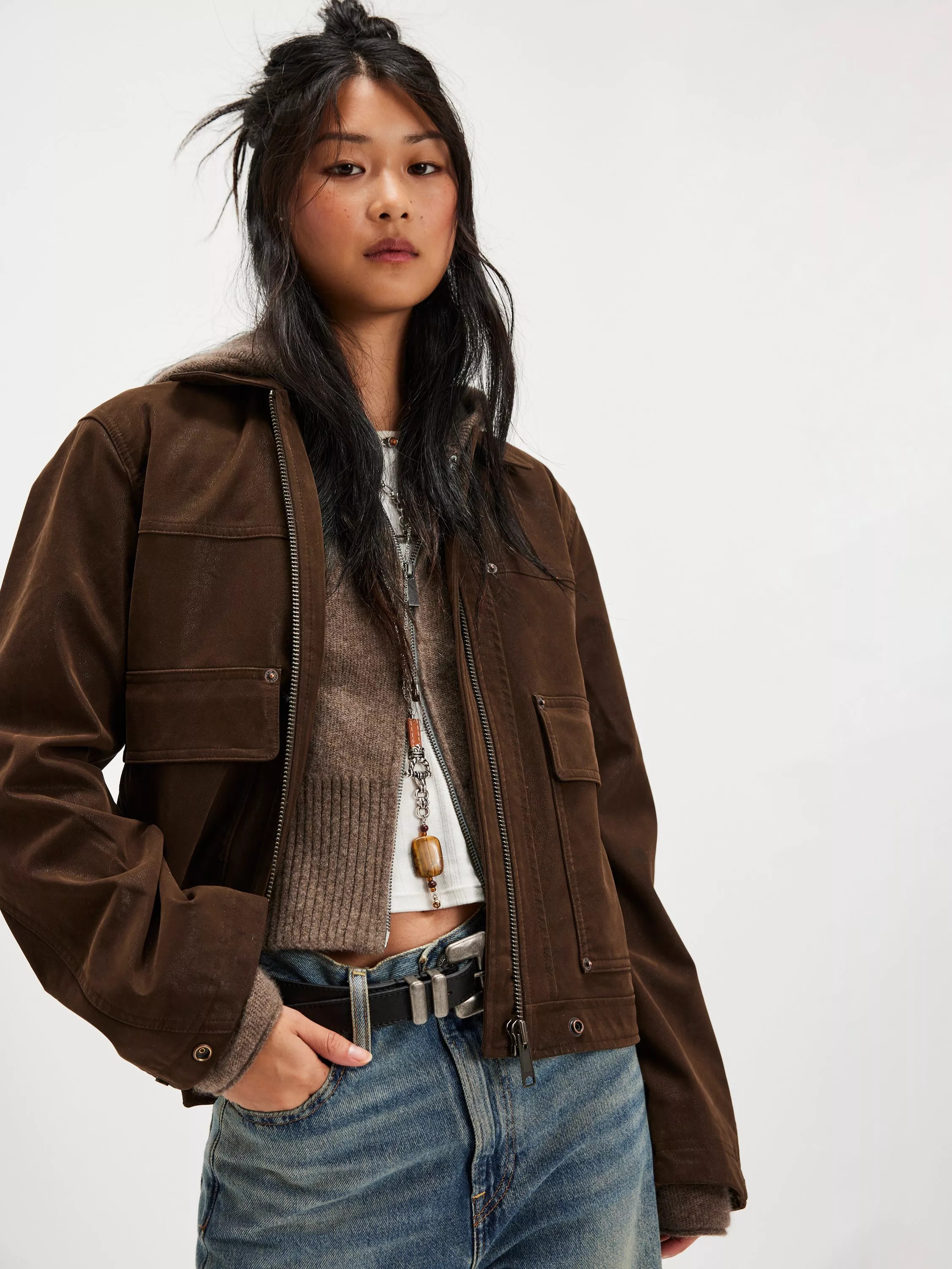 We The Free Blair Vegan Jacket, Brown | John Lewis (UK)