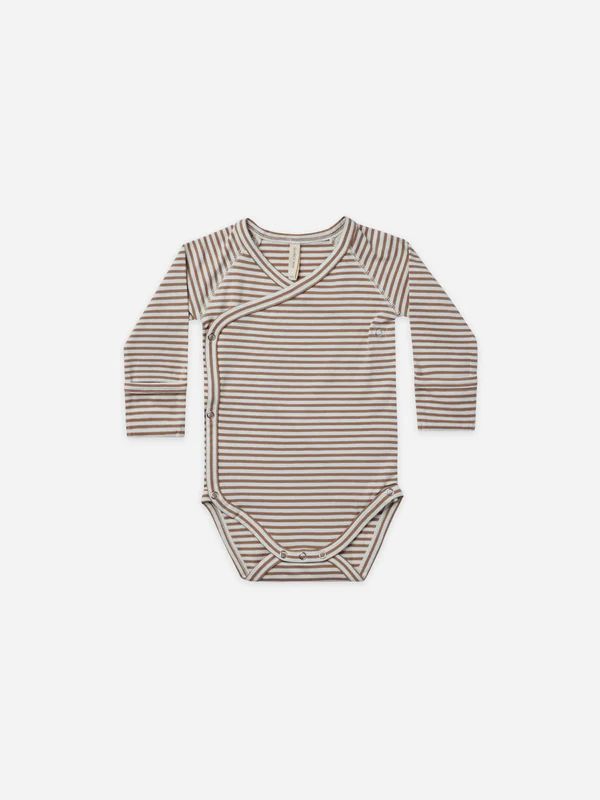 side-snap bodysuit | cocoa stripe | Quincy Mae