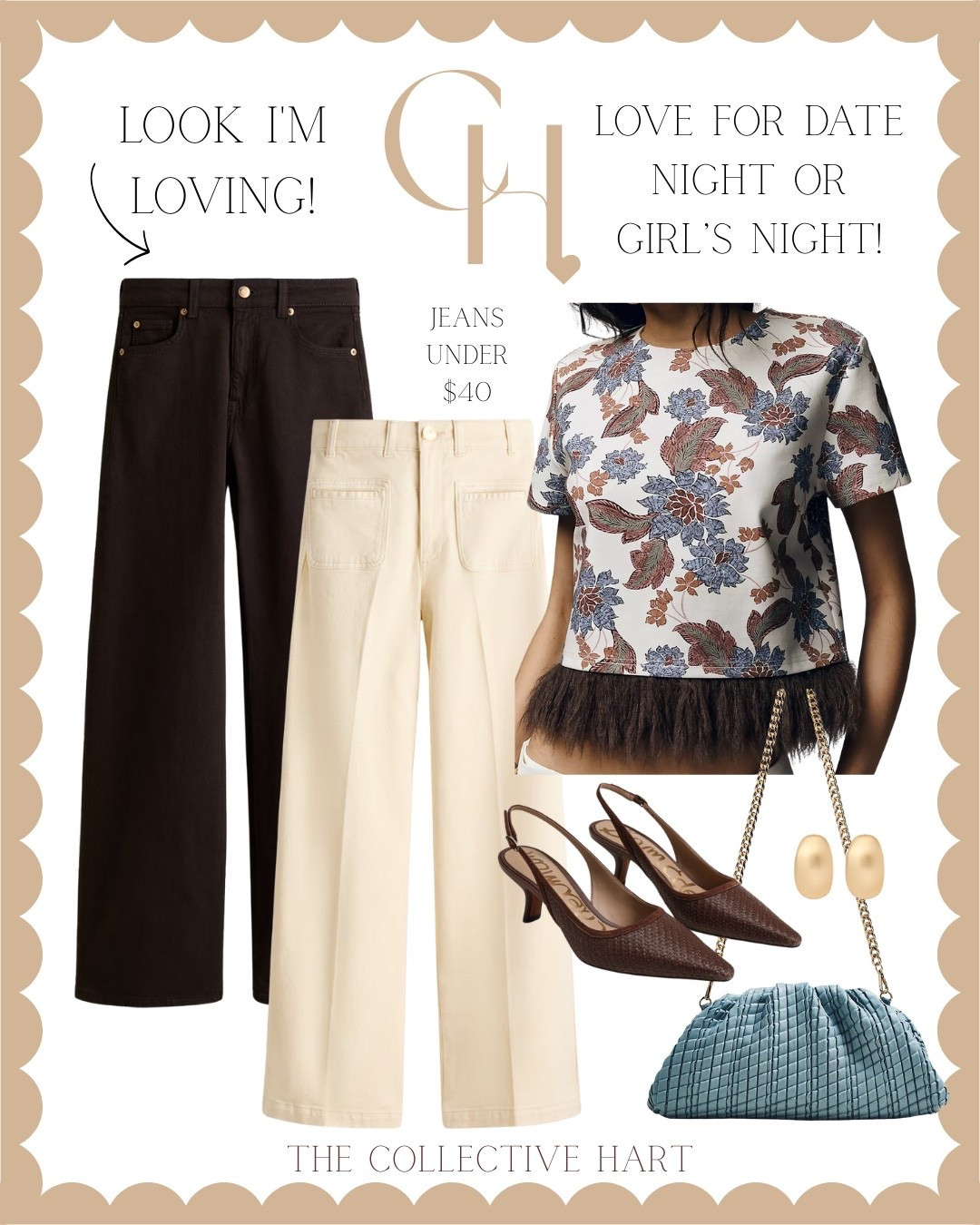 Date night or girls night out look I'm loving! These jeans are $40 & under-come in tons of colors! I wear a 4 in them! Happy shopping!