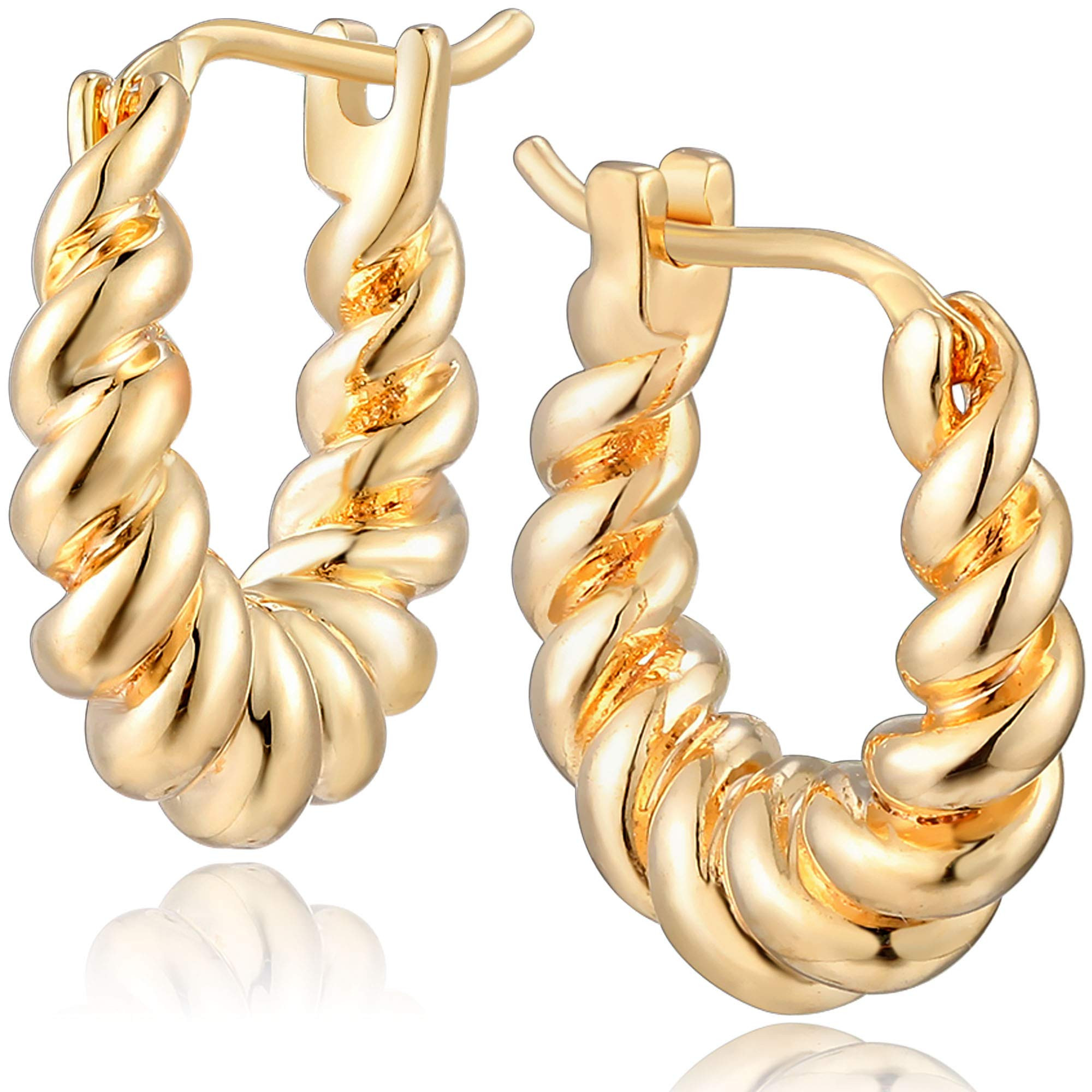 Mevecco Gold Dainty Huggie Hoop Earring,18K Gold Plated Cute Tiny Drop Ball Hoop Earrings for Women | Amazon (US)
