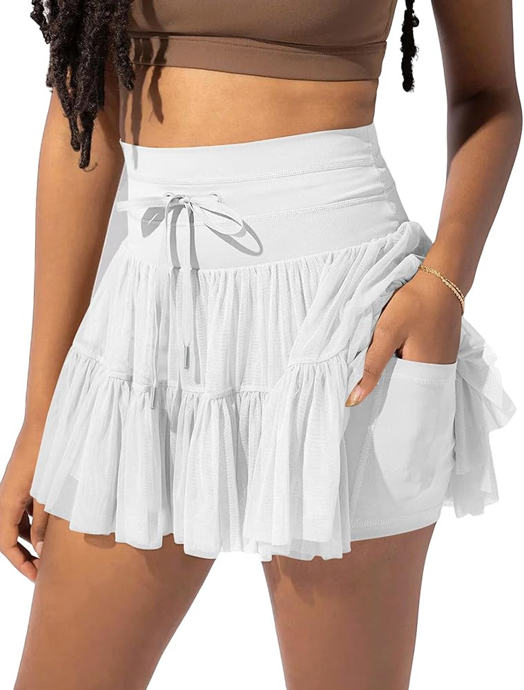 Women's Pleated Tennis Skirts with Pockets Shorts High Waist Athletic Workout Running Summer Skir... | Amazon (US)