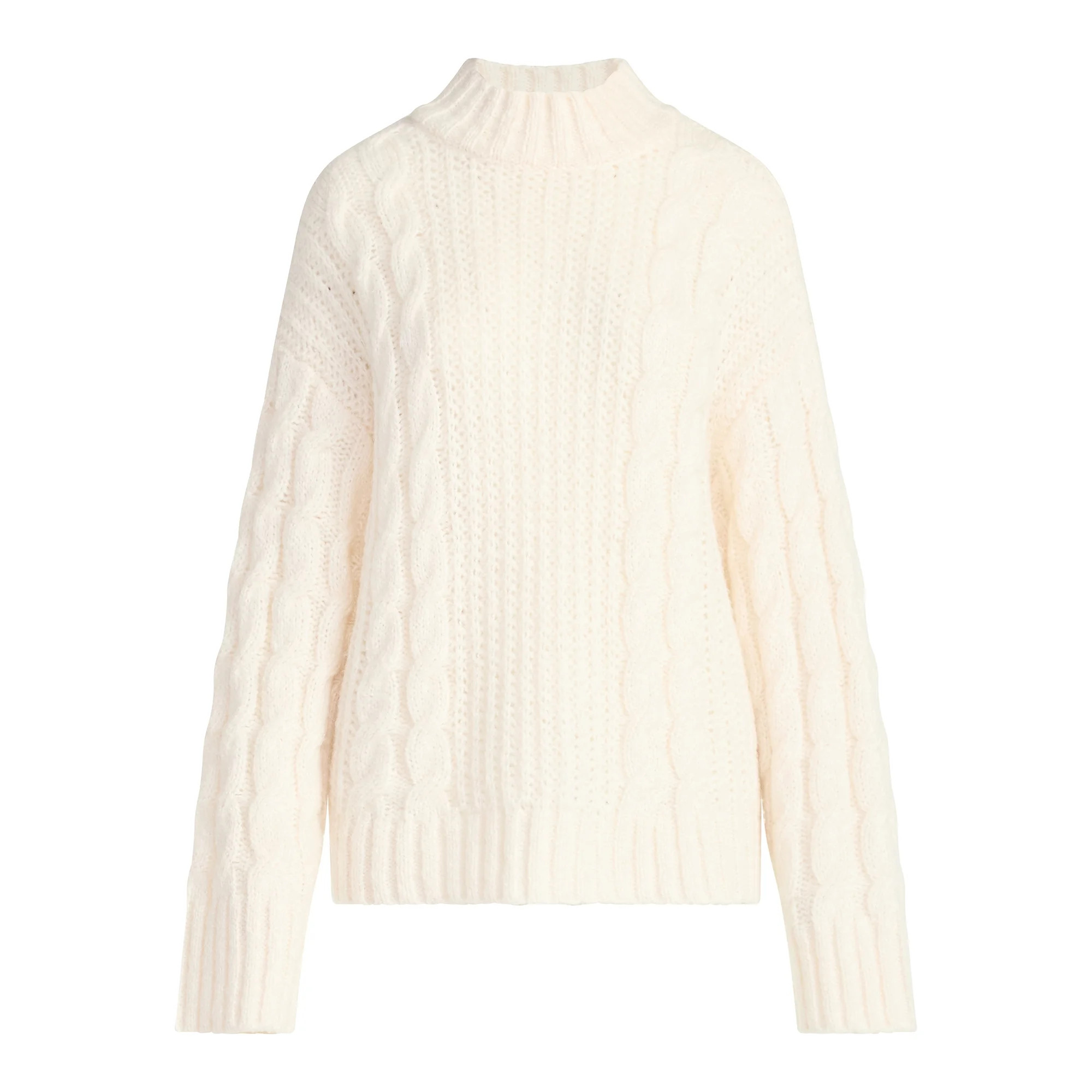 Scoop Women’s Oversized Cable Knit Sweater, Midweight, Size XS-XXL | Walmart (US)