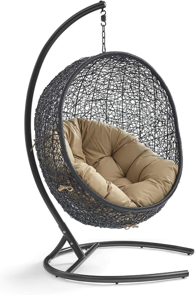 Modway EEI-739-MOC-SET Encase Wicker Rattan Outdoor Patio Porch Lounge Egg, Swing Chair with Stan... | Amazon (US)