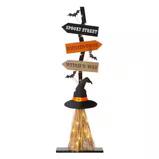 Glitzhome® 42" Lighted Halloween Witch's Broom Porch Decor | Michaels | Michaels Stores