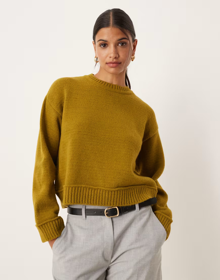 ASOS DESIGN knitted sweater in olive-Green | ASOS (Global)