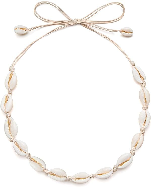 Qceasiy Seashell Necklace Choker for Women Summer Hawaiian Style Natural Shell Necklace | Amazon (US)