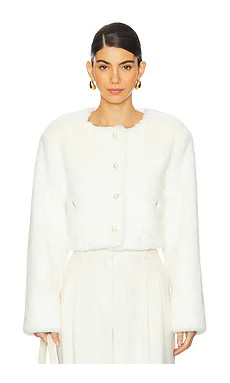 MAJORELLE Vittoria Faux Fur Jacket in Ivory from Revolve.com | Revolve Clothing (Global)