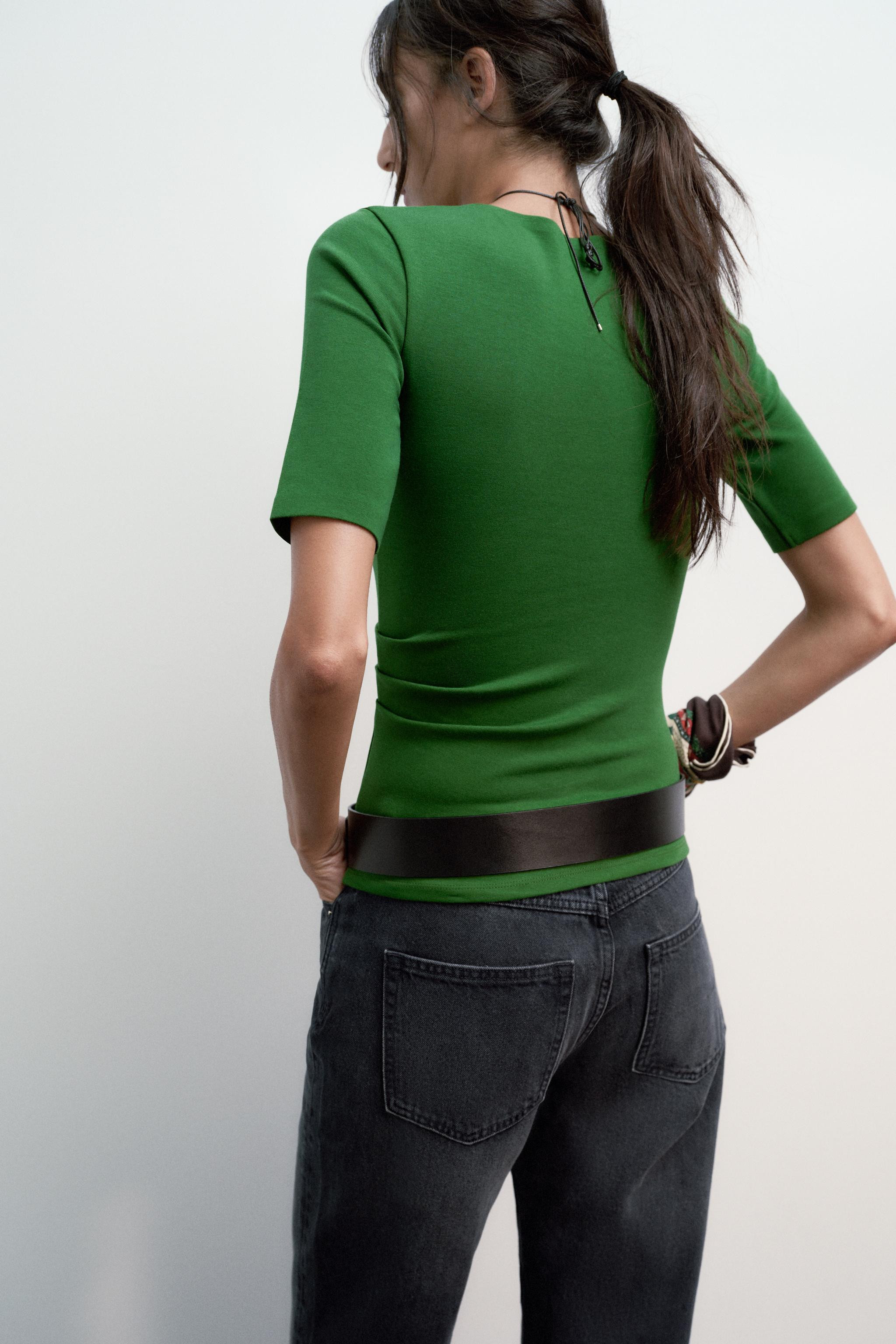 RUCHED INTERLOCK T-SHIRT | Zara US