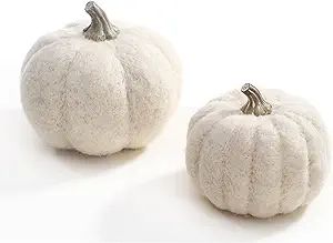 DN DECONATION White Pumpkin Decor, Fabric Pumpkin Set of 2, Pumpkins as Table Centerpiece for Fal... | Amazon (US)
