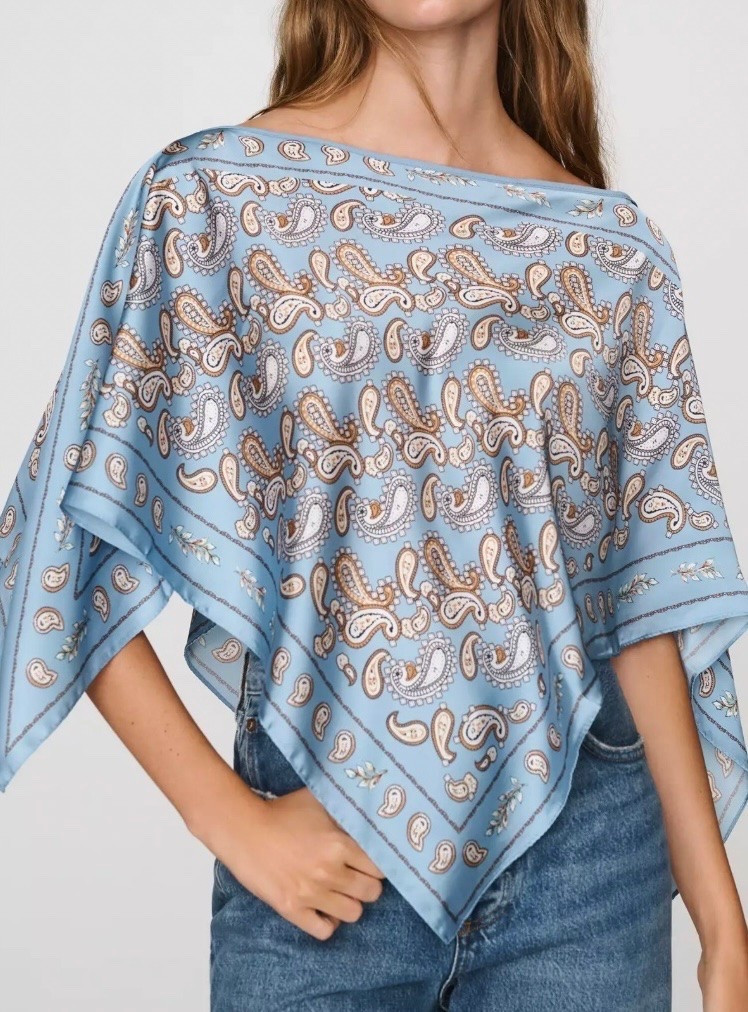 Under $80 Anthropologie printed scarf poncho - IN LOVE with this colorway!!!! 🩵🍂

#LTKU #LTKSeasonal #LTKootd