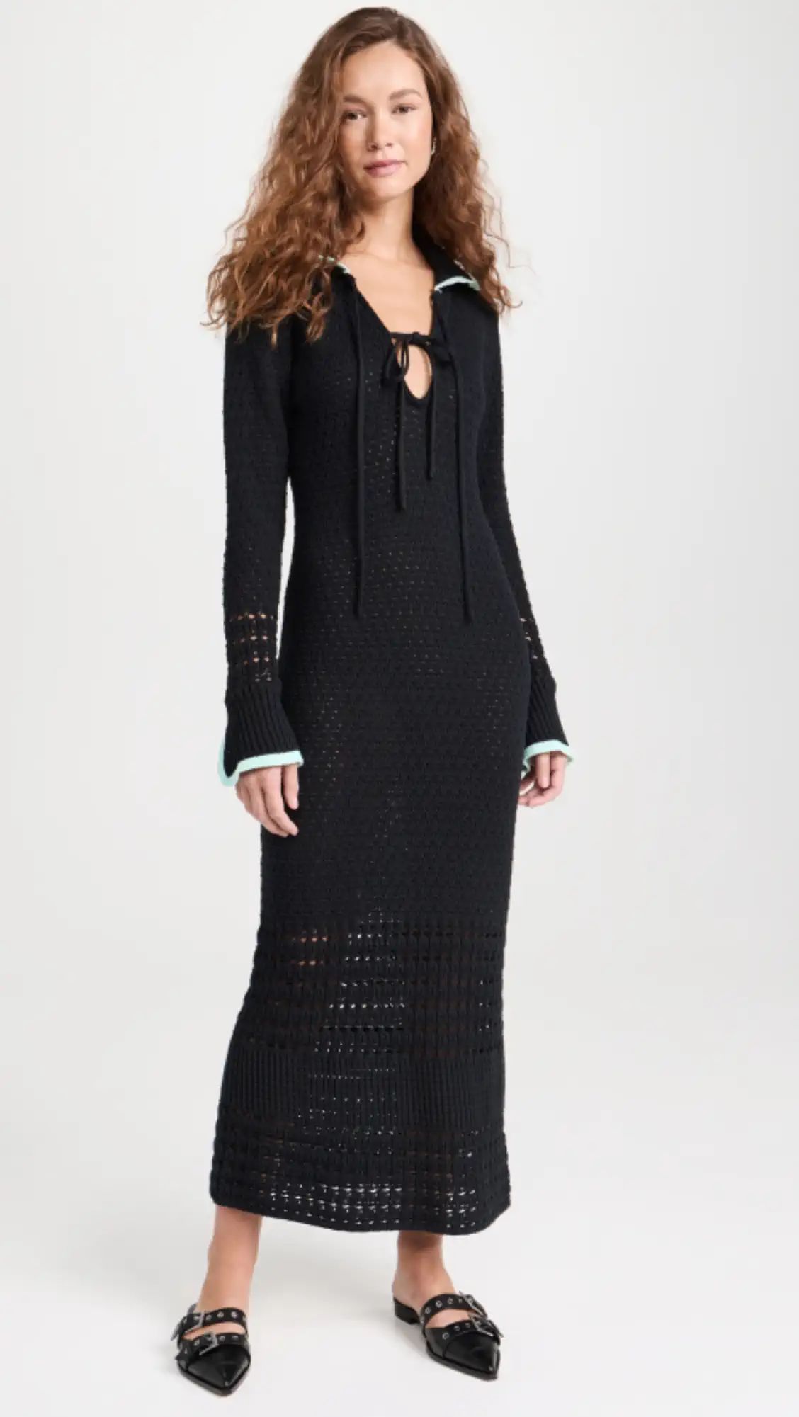 KITRI Delilah Black Mixed Crochet Knit Dress | Shopbop | Shopbop