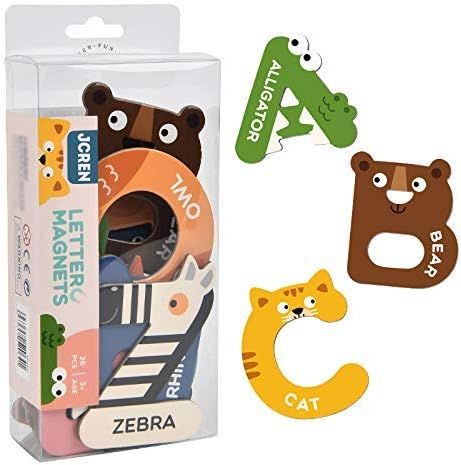 JCREN Jumbo Magnetic Letters Animals Alphabet Toys,Fridge Magnets Stick Large ABC Alphabet Upperc... | Amazon (US)