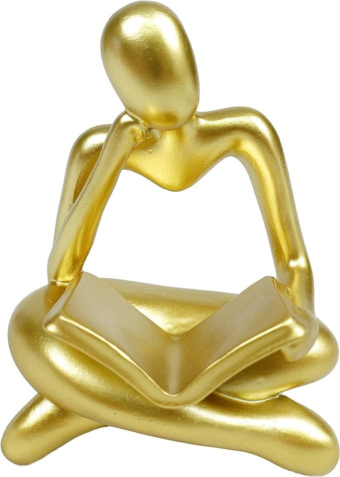 Gold Decor Thinker Statue Reading Women Figurine Abstract Art Sculpture Home Decor Modern Gold De... | Amazon (US)