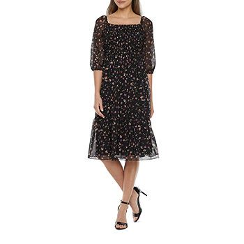 Melonie T 3/4 Sleeve Floral Midi Fit & Flare Dress | JCPenney