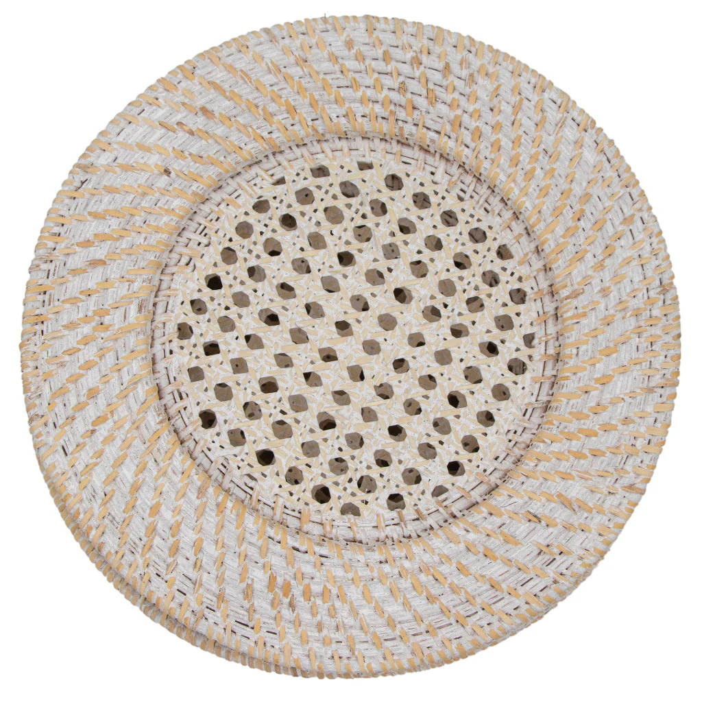 White Heritage Rattan Placemat - Set of 4 | Gorgeous Living