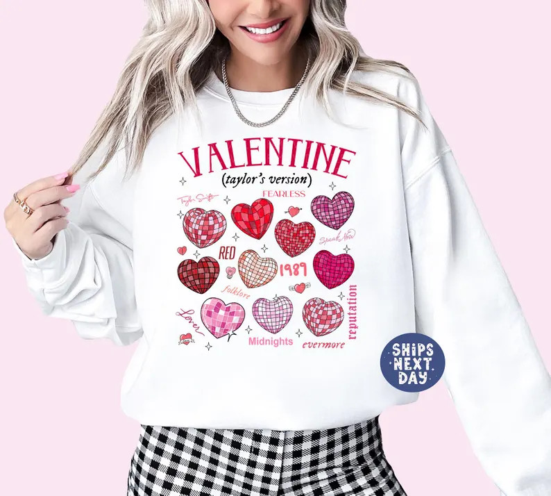 Valentines Day Sweatshirt Taylor's Version Swifti Sweatshirt Lover Era Sweatshirt Hearts Shirt Sw... | Etsy (US)