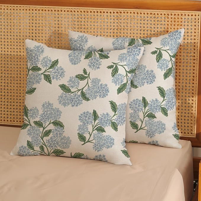 Spring Pillow Covers 20x20 Inch 2 Pcs Navy Blue Sage Green Hydrangea Flower Decor Throw Pillows V... | Amazon (US)