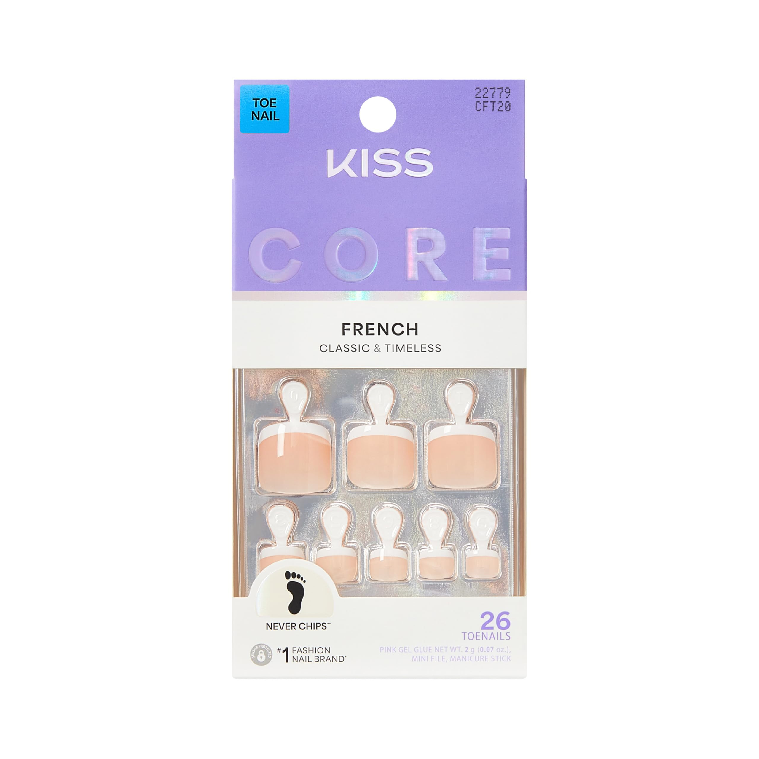 Kiss Core, Press On Nails, Nail glue included, 'Two of a Kind', White, Short Size, Squoval Shape,... | Amazon (US)