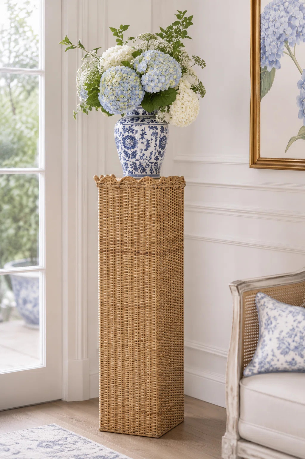 Bungalow Rose Square Scalloped Trim Wicker Pedestal | Wayfair | Wayfair North America