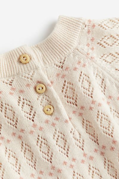 Pointelle-knit Cotton Dress - Natural white/patterned - Kids | H&M US | H&M (US + CA)