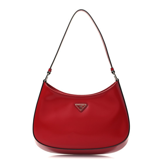 PRADA Spazzolato Cleo Shoulder Bag Scarlatto | FASHIONPHILE (US)