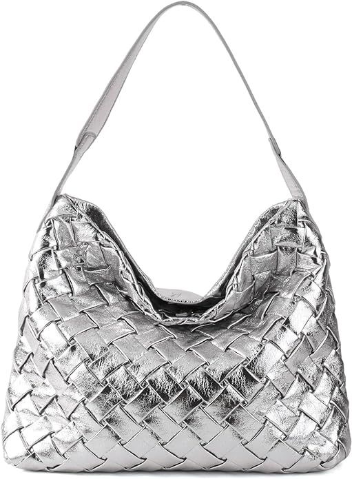 SHARPAD Woven Bag for Women, Vegan Leather Tote Bag, Retro Handbag Purse, Handmade Large Summer B... | Amazon (US)