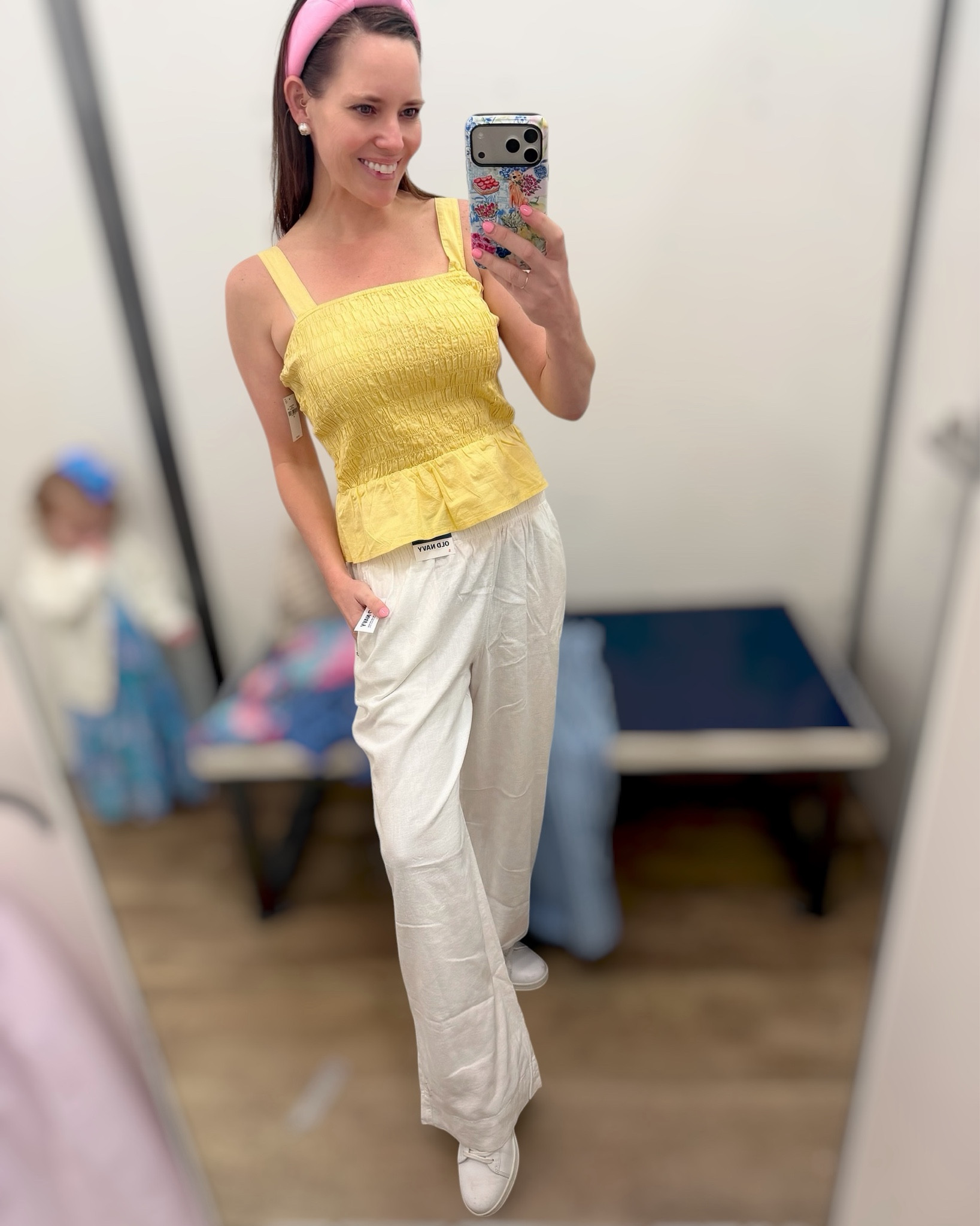 Bright Summer Outfit 💛 Yellow Top + Linen Pants

M
Such a fun, bright summer look 💛 This smocked peplum tank is so flattering and comfy with the stretchy bodice and cute flowy hem 🙌 Paired with these lightweight linen-blend wide leg pants that are perfect for staying cool but still looking put together ☀️

I love how easy this outfit is—you can dress it up with wedges or keep it casual with sneakers like I did 🤍 The pieces are super versatile and perfect for mixing into your summer wardrobe!

Wearing XS in the top and XS in the pants — both fit true to size!

summer outfit, yellow top outfit, linen pants outfit, old navy finds, affordable fashion, casual chic outfit, wide leg pants outfit, bright summer style, everyday outfit ideas

#LTKSaleAlert #LTKPetite #LTKOver40