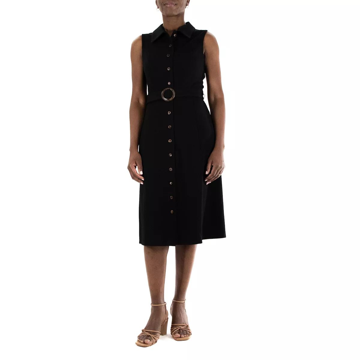 Women's Nina Leonard Sleeveless Midi Shirt Dress | Kohl's