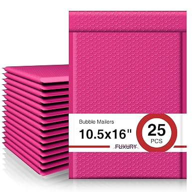 Fuxury Bubble Mailers 10.5x16" Self Seal Padded Envelopes 25 Pack Hot Pink | Strong Adhesive Bubb... | Amazon (US)