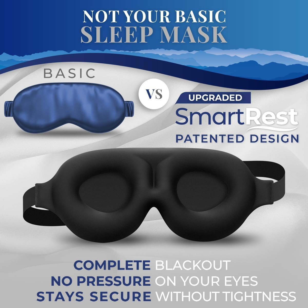 SmartRest Sleep Mask [2 Pack] - Eye Mask for Sleeping - Patented, Contoured, 100% Blackout, Zero ... | Amazon (US)