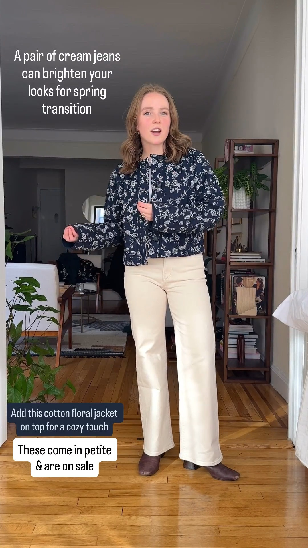 The cutest spring transition look. Cotton floral jacket. Wearing xs. Cream wide leg jeans. Wearing 25 petite. I’m 5ft 2

#LTKSaleAlert #LTKPetite