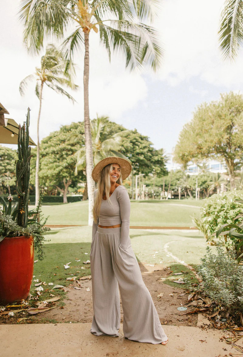 Rosemary Ribbed Pants- Dove | LainSnow