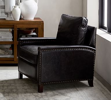 Tyler Leather Square Arm Armchair | Pottery Barn (US)