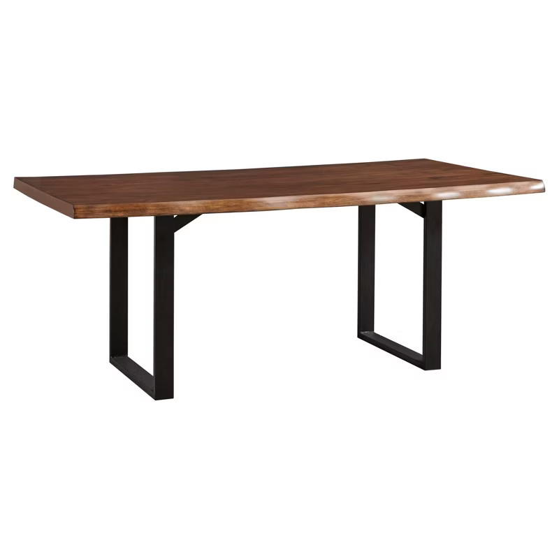 Hartwell Rustic Live Edge Wood and Metal Dining Table Brown - Inspire Q | Target