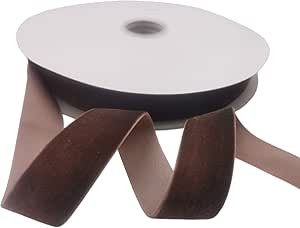 KLTRIBBON Nylon Velvet Ribbon Single Faced,1 Inch X 25Yards Spool (Brown) | Amazon (US)