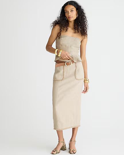 Pencil midi skirt in heavyweight linen | J.Crew US