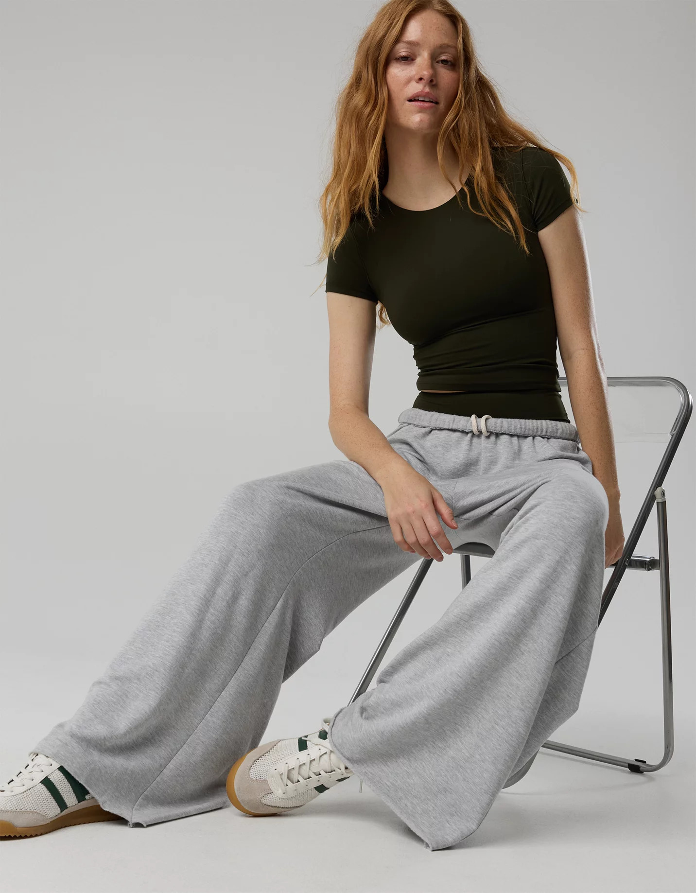 Matching Set OFFLINE By Aerie OTT Fleece Super Wide Leg Pant | American Eagle Outfitters (US & CA)