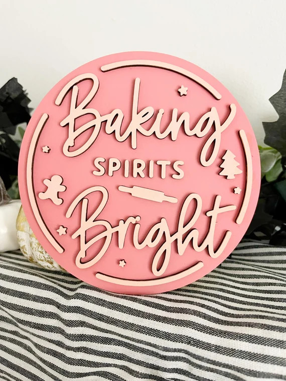 Baking Spirits Bright Sign Cookie Themed Tiered Tray Cookie - Etsy | Etsy (US)