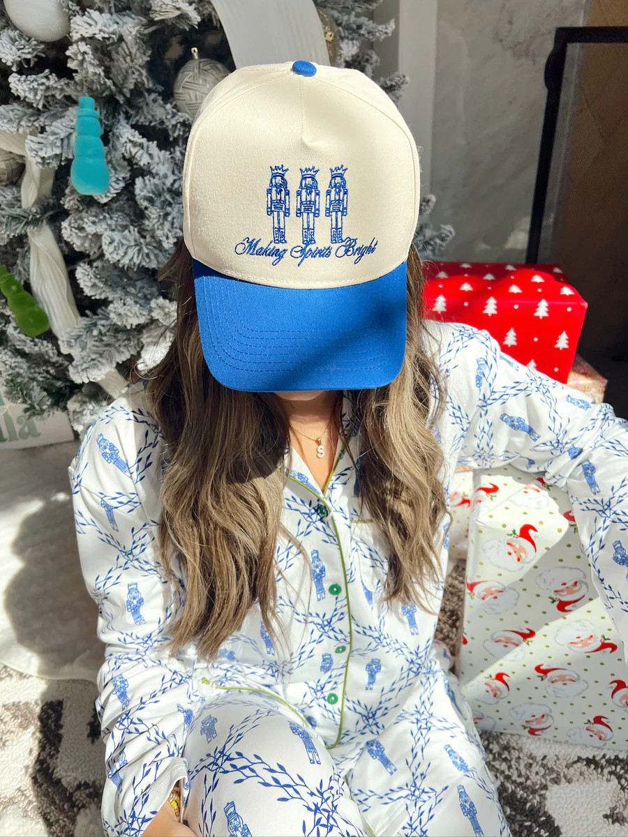 Making Spirits Bright - Blue Vintage Trucker Hat | KenzKustomz