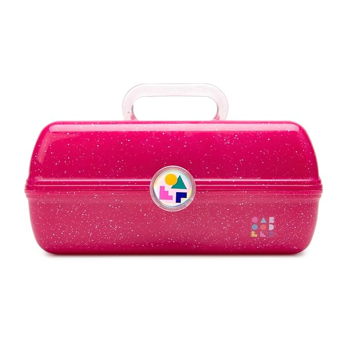Caboodles On-The-Go Girl Makeup Box, Deep Pink Sparkle, Hard Plastic Makeup Organizer Box, Built-... | Amazon (US)
