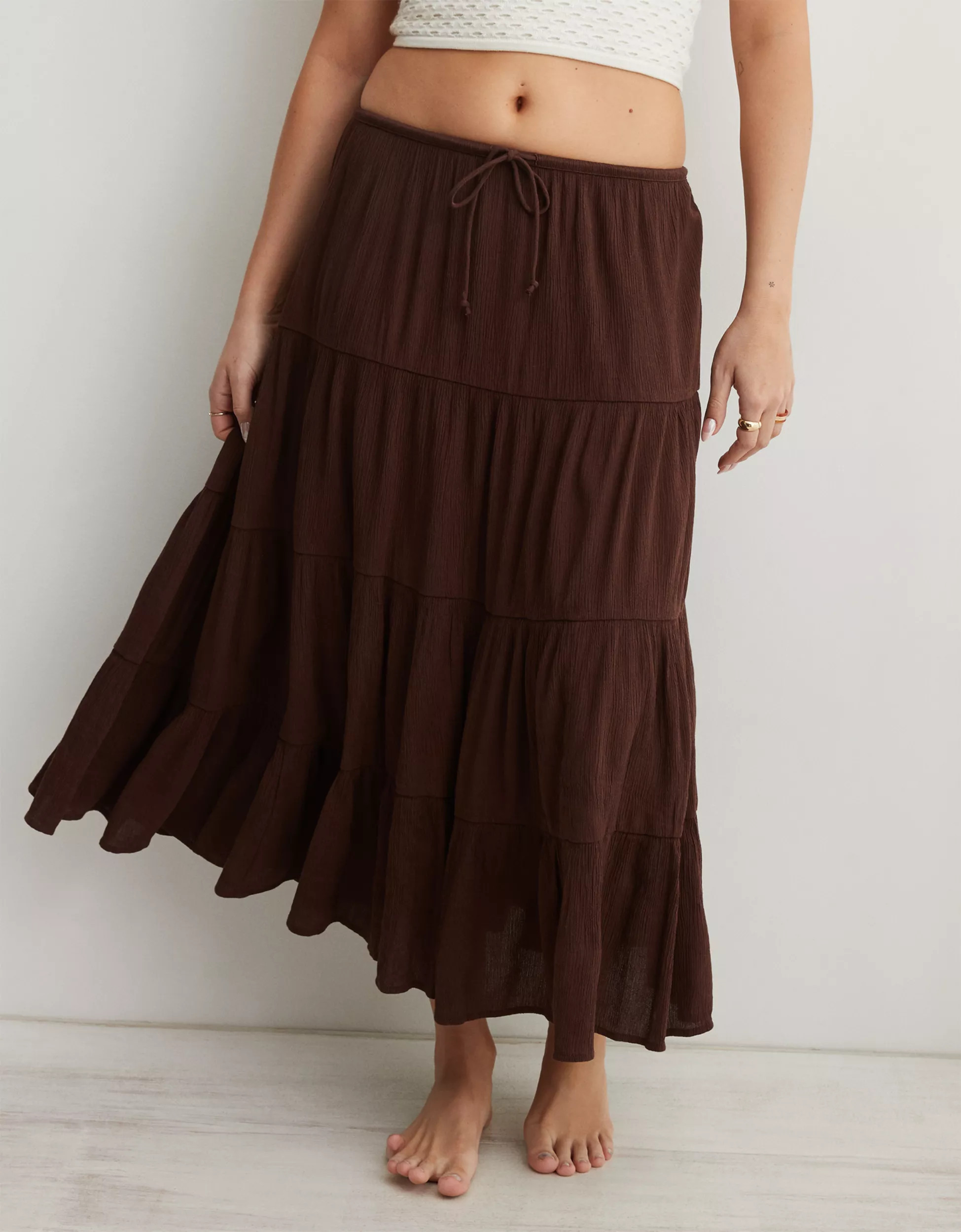 Aerie Beach Club Tiered Maxi Skirt | Aerie