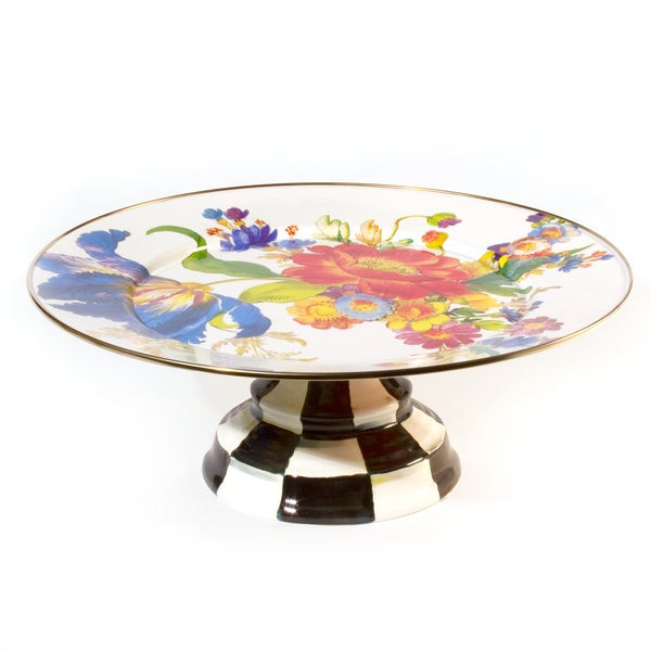 MacKenzie-Childs White Flower Market Large Pedestal Platter | MacKenzie-Childs