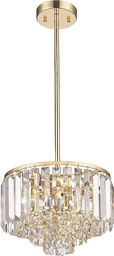 Cargifak Champagne Gold Chandelier, 4-Tier Crystal Chandelier, Modern Pendant Light for Dinning Room | Amazon (US)