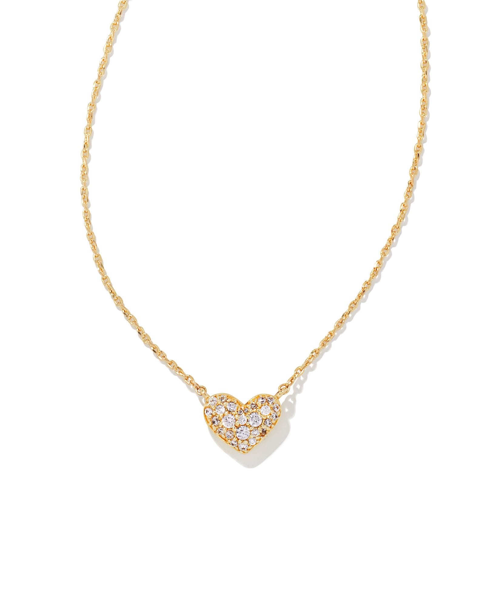 Ari Gold Pave Crystal Heart Necklace in White Crystal | Kendra Scott