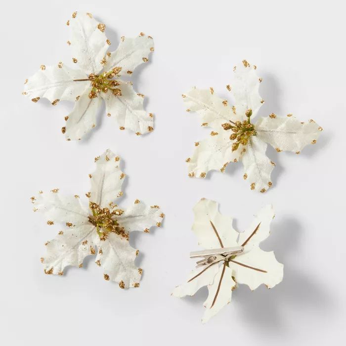 4ct Gold Poinsettia Clips - Wondershop&#8482; | Target