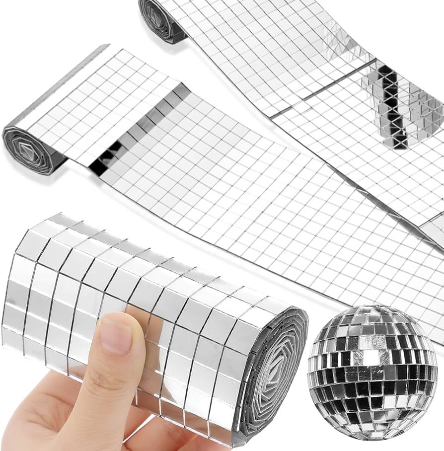 5000 Pcs Disco Mirror Tiles 10 x 10 mm Self Adhesive Disco Ball Tiles Sheet Silver Mirror Glass S... | Amazon (US)