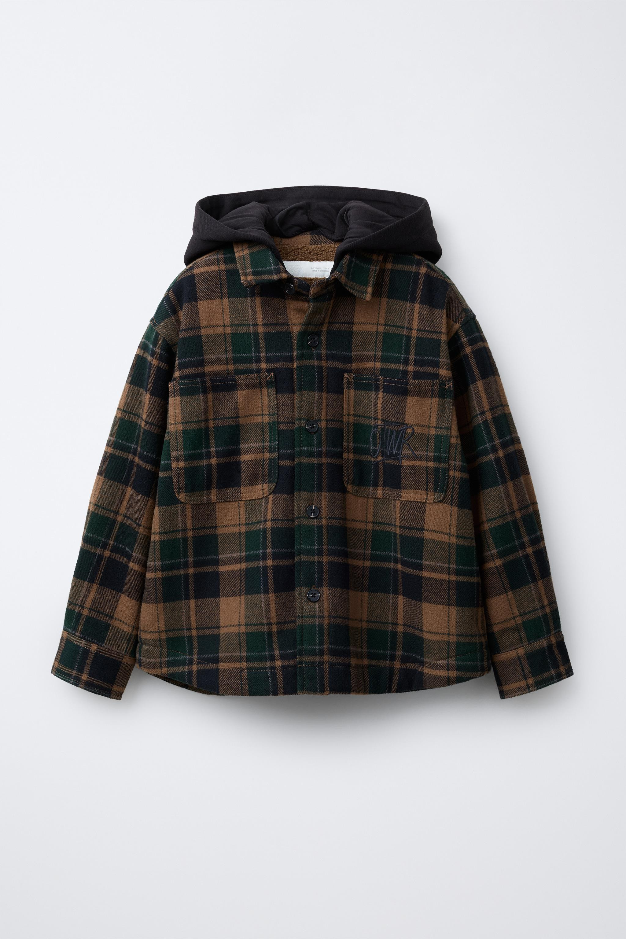 PLAID OVERSHIRT WITH REMOVABLE HOODIE AND FAUX SHEARLING | Zara US