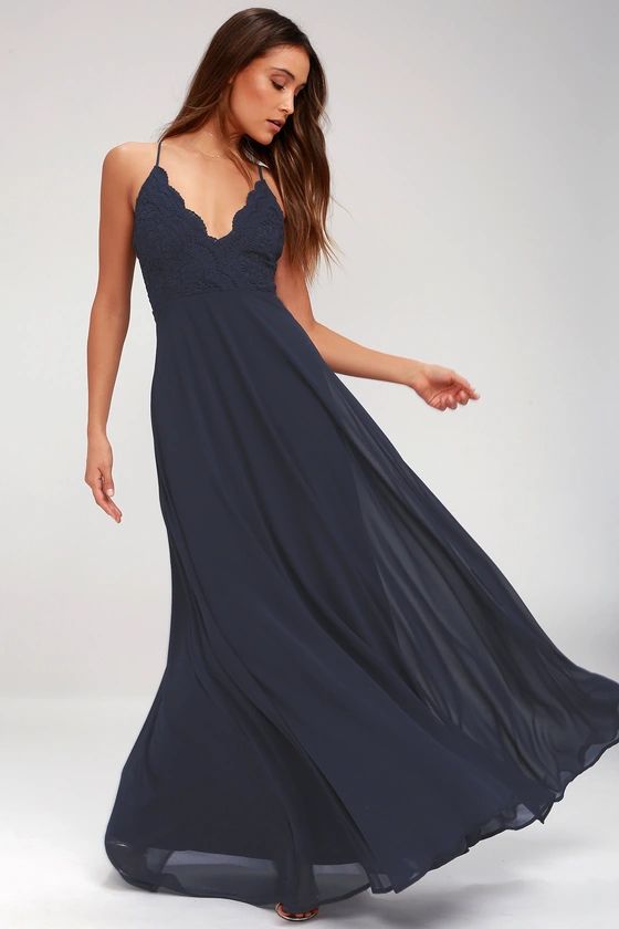 Madalyn Navy Blue Lace Maxi Dress | Lulus (US)